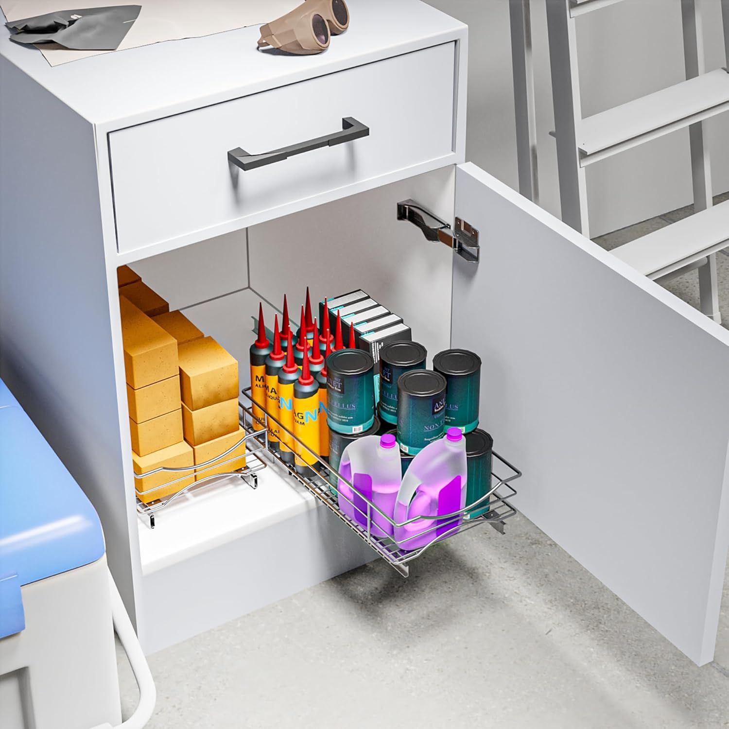 Refurbished Home Zone Living Kitchen Cabinet with Slide Out Drawer (11”W x 21"L) - Reebelo US