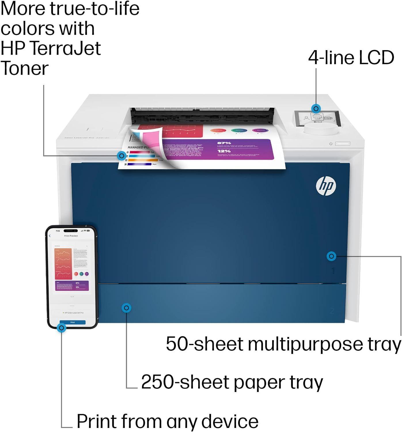 Refurbished HP Color LaserJet Pro 4201dn Printer - Reebelo US