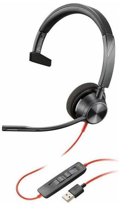 Poly Blackwire 3310 USB-A  Mono Wired Headset - Black