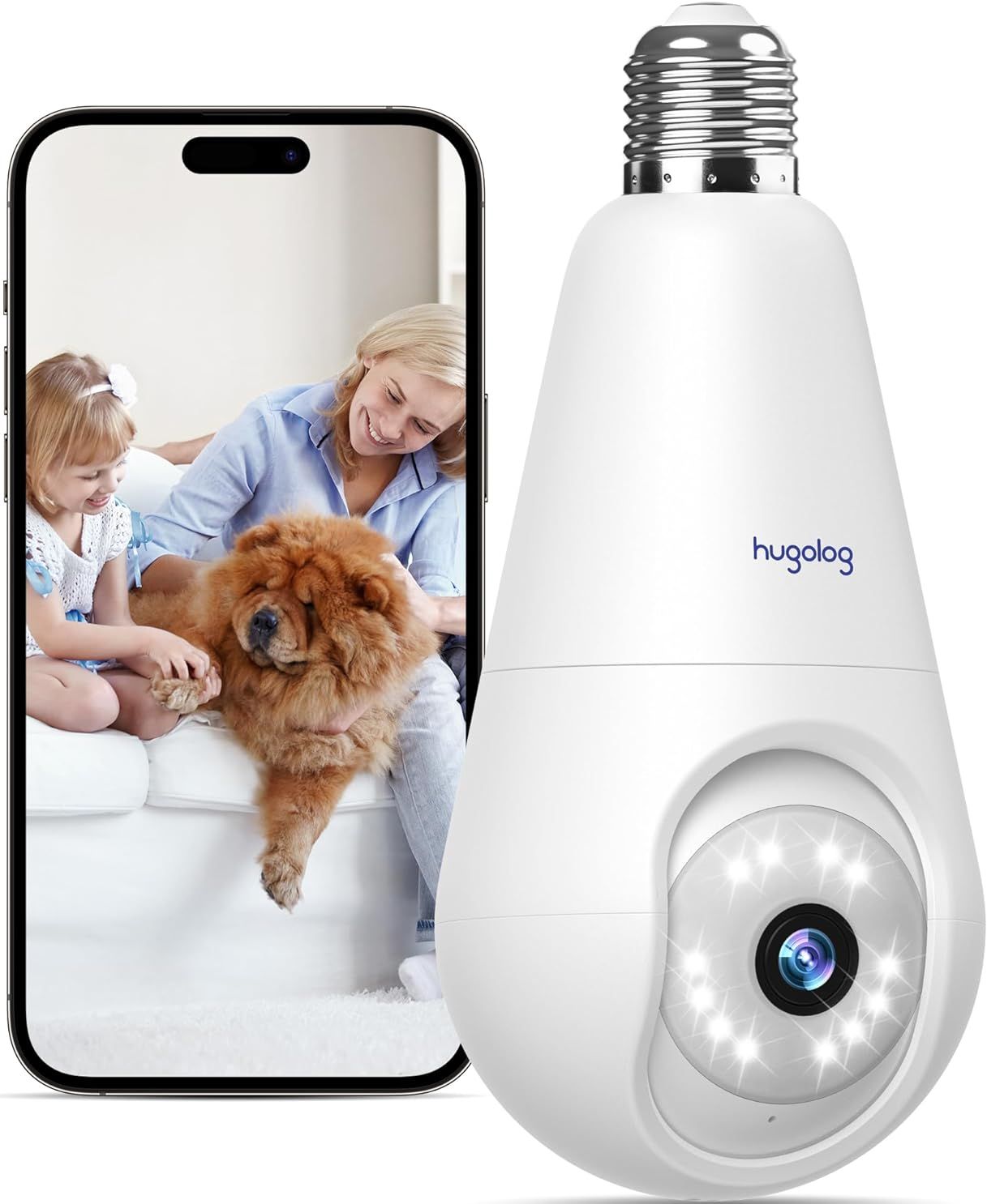 Hugolog 2K Light Bulb Security Cameras Wireless Outdoor HU-PWG3 - White