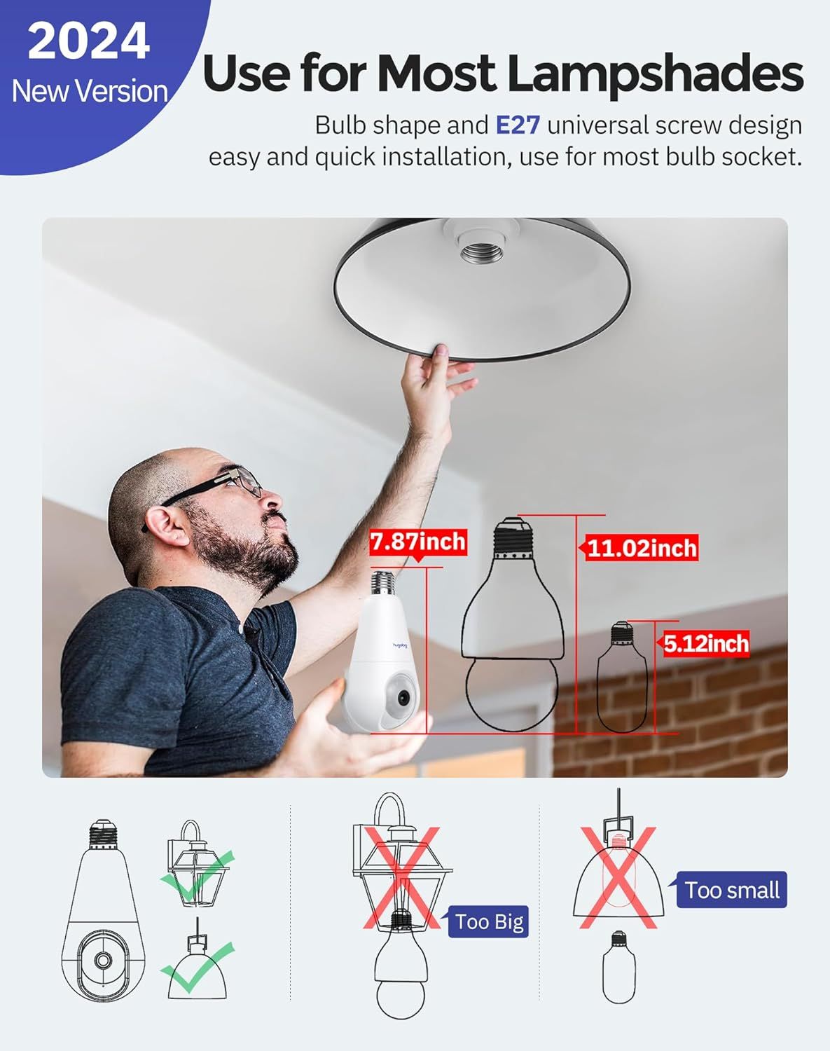 Refurbished Hugolog 2K Light Bulb Security Cameras Wireless Outdoor HU-PWG3 - Reebelo US