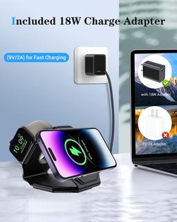 Refurbished Impuvers 3-in-1 Magnetic Foldable Wireless Charging Station - Reebelo US