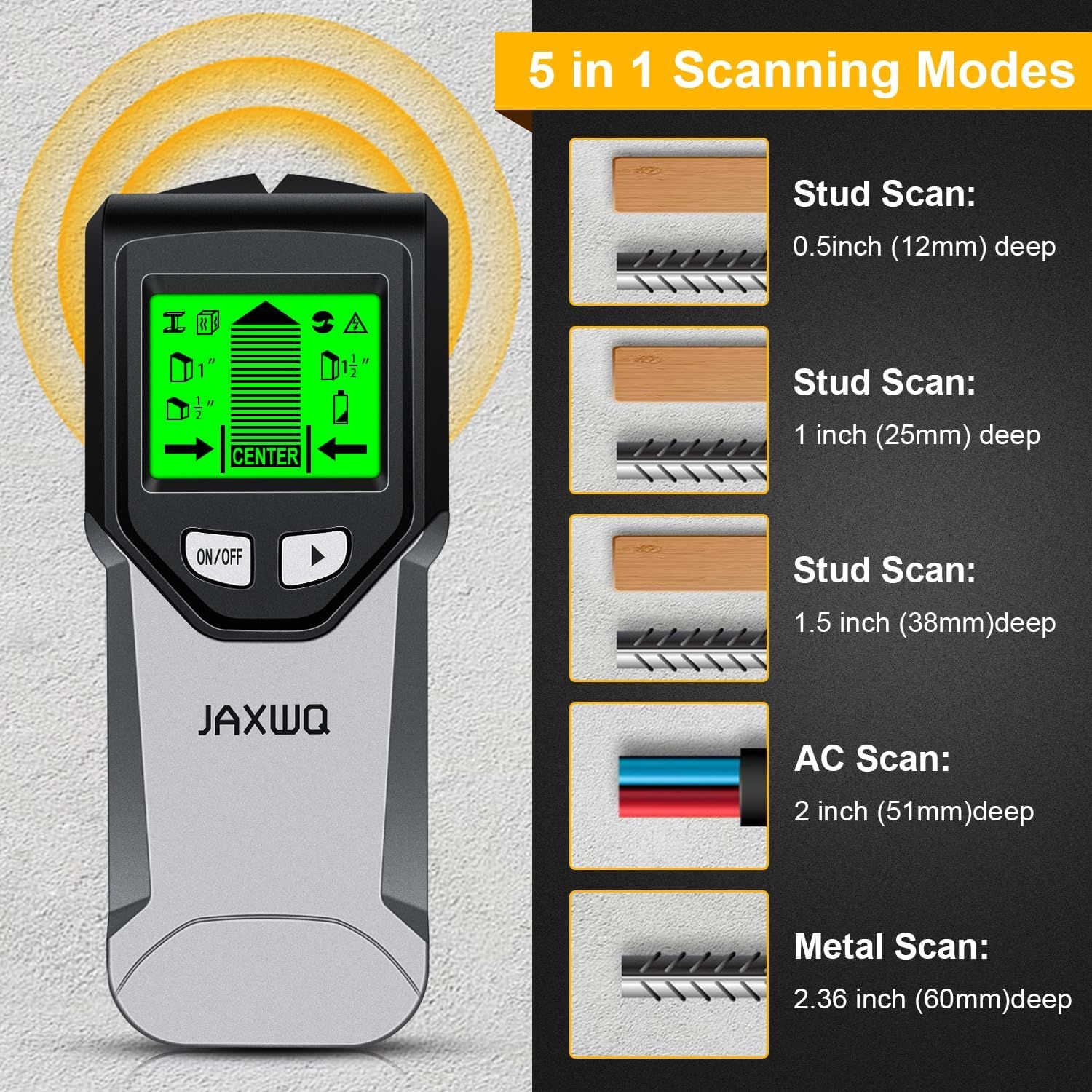 Refurbished JAXWQ 5-in-1 Stud Finder Wall Scanner (TH410) - Reebelo US