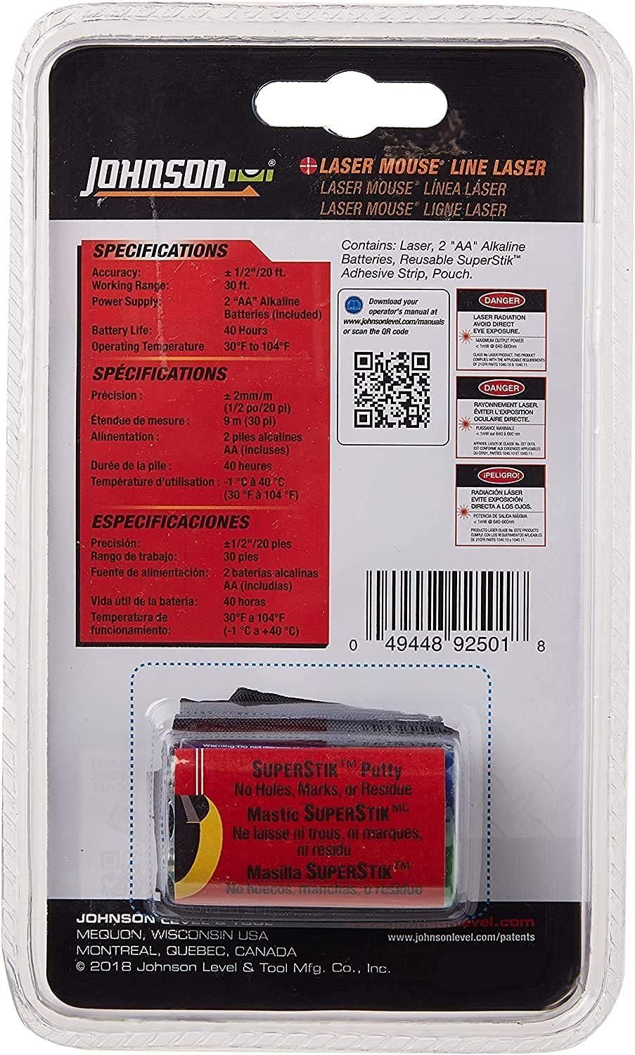 Refurbished Johnson Level & Tool 9250 Laser Mouse 30' Interior Range - Reebelo US