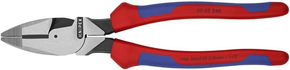 Knipex 09 02 240 9 1/2" High Leverage Lineman's Pliers - Silver/Red