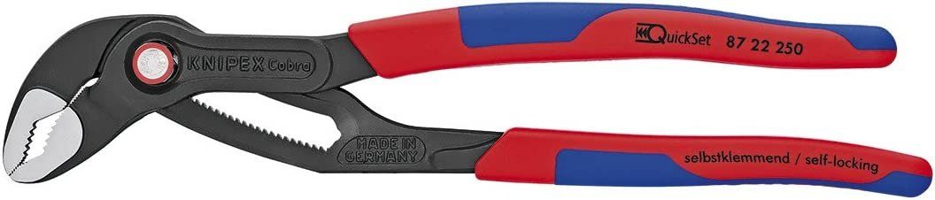 Knipex 87 22 250 10" Cobra QuickSet Water Pump Pliers - Black/Red