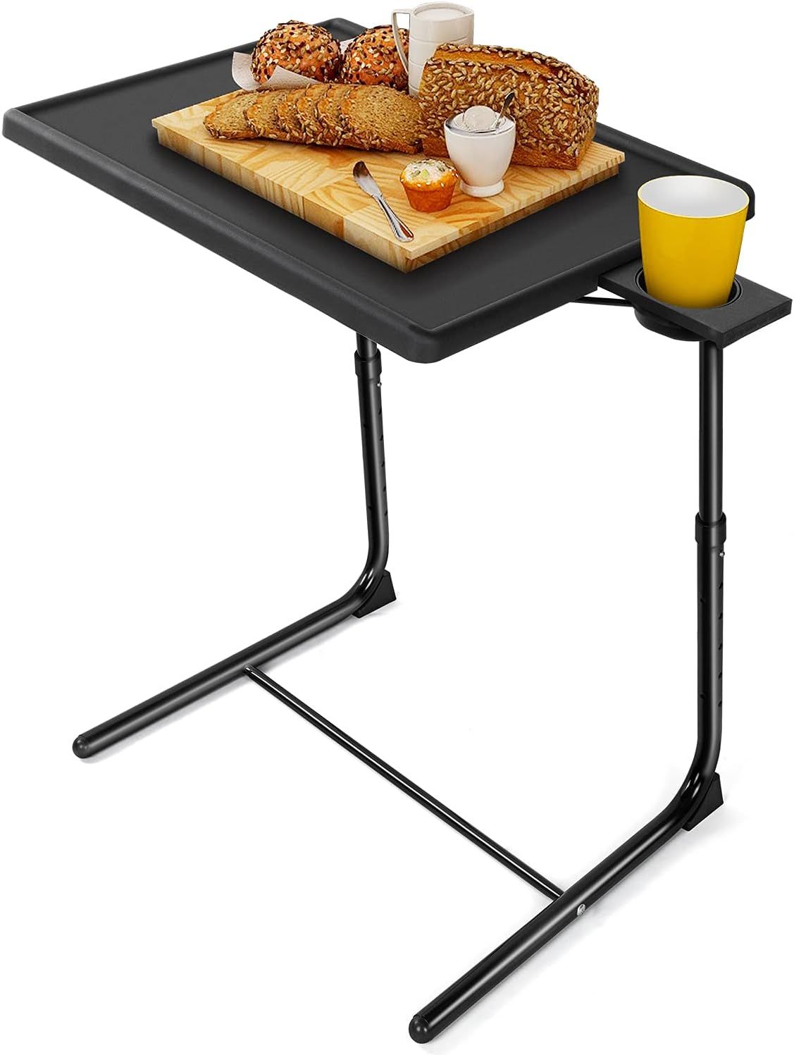 LORYERGO Adjustable Folding Table Trays with Cup Holder