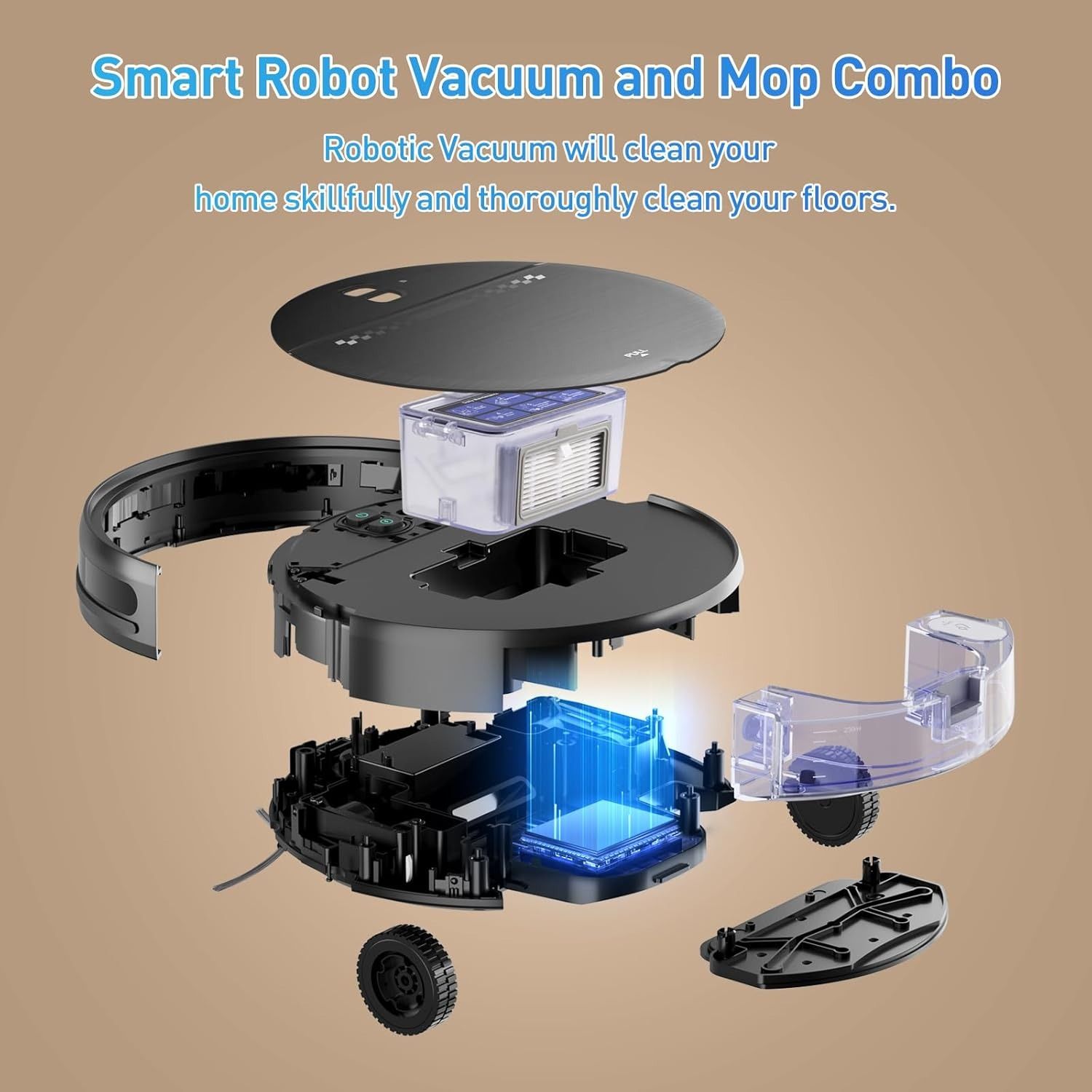 Refurbished Manvn Robot Vacuum and Mop Combo with Wi-Fi/APP Self-Charging Vacuum Cleaner - Reebelo US