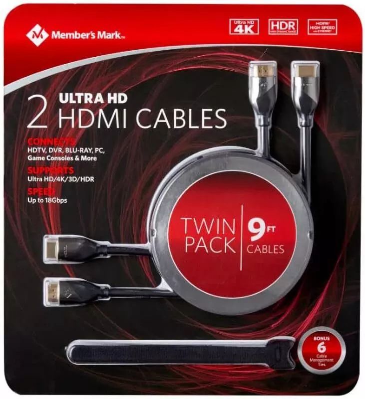 Refurbished Member's Mark Premium 2 Ultra HD HDMI Cables 9ft - Reebelo US