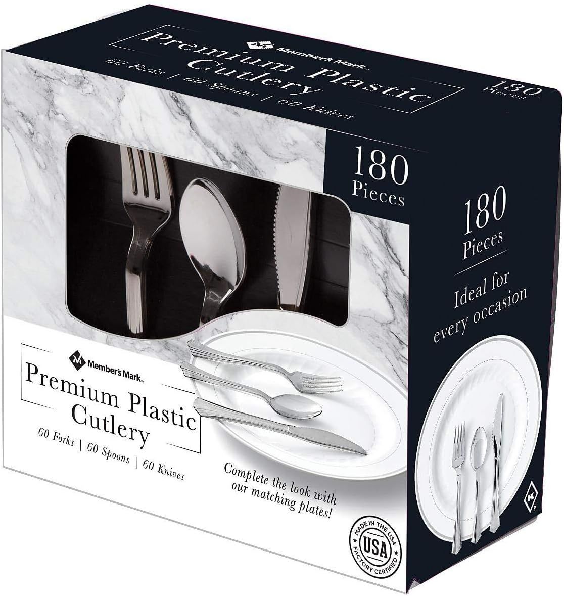 Member's Mark Premium Silver-Look Cutlery Combo 180 ct. - Reebelo US