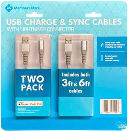 Refurbished Member's Mark USB Charge & Sync Cables with Lightning Connector - Reebelo US