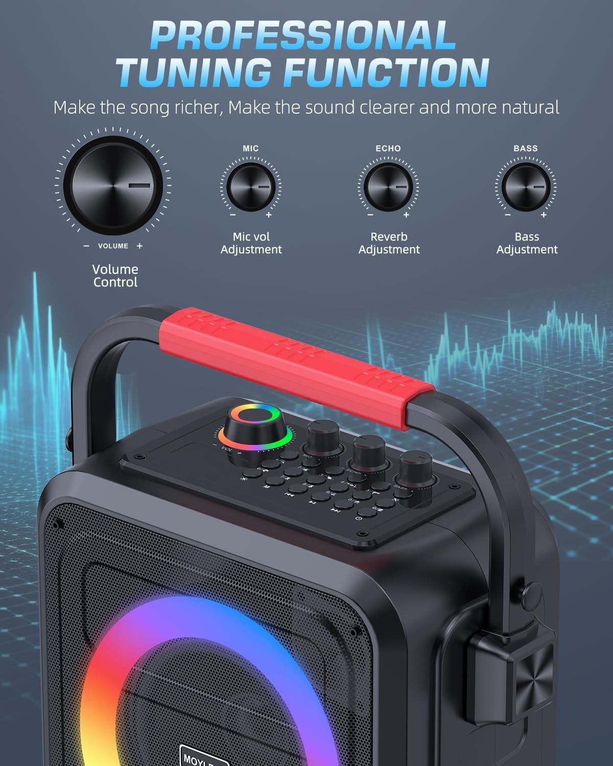 Refurbished Moyleaf K253 Karaoke Machine for Adults & Kids Bluetooth Karaoke Speaker - Reebelo US