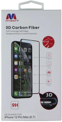 MyBat 3D Carbon Fiber Tempered Glass Screen Protector for iPhone 12 Pro Max - Reebelo US