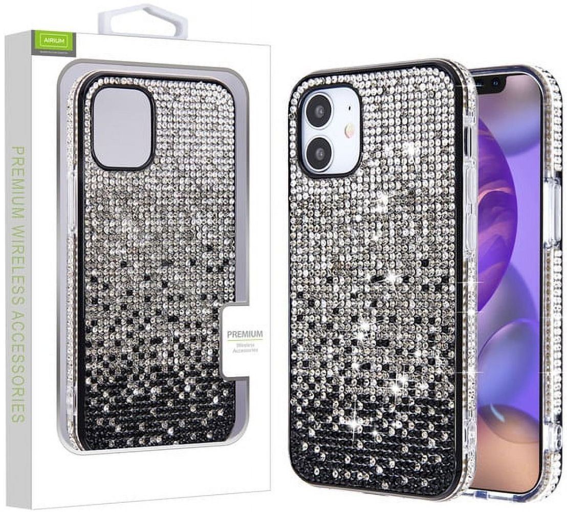MyBat Airium Crystals Sparks Phone Case for iPhone 12 Mini - Clear / Black Crystals - Brand New