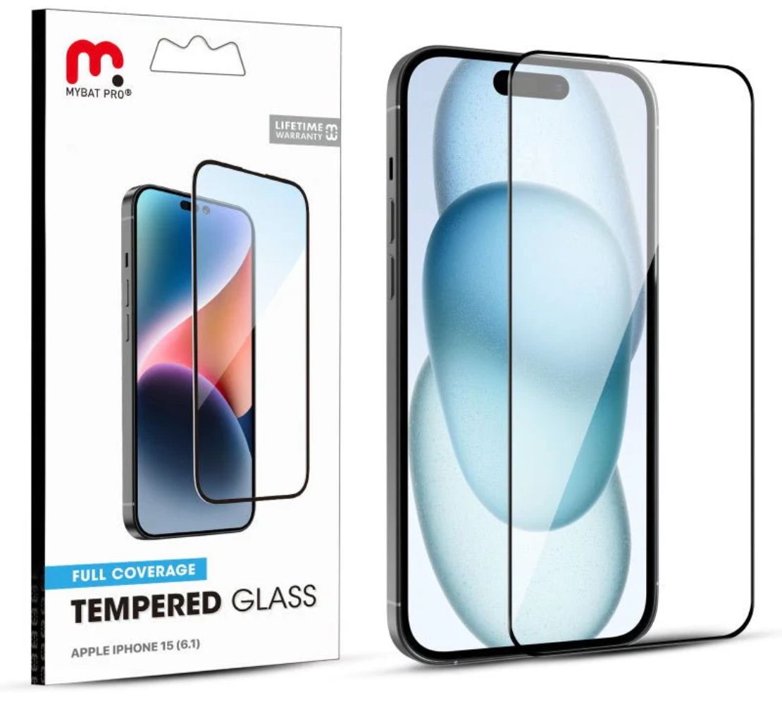 MyBat Pro Full Coverage Tempered Glass Screen Protector for iPhone 15 - Reebelo US