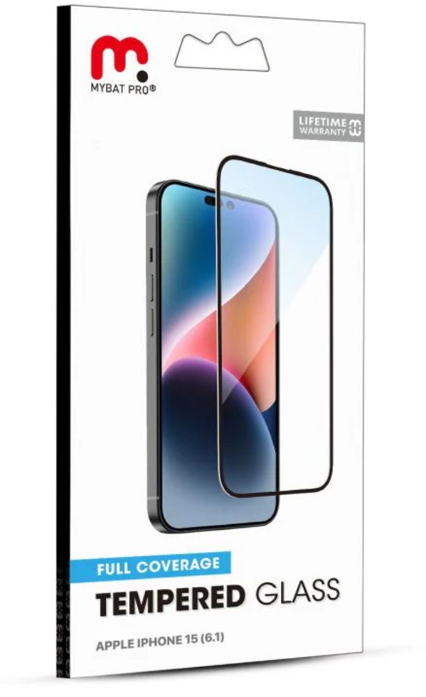 MyBat Pro Full Coverage Tempered Glass Screen Protector for iPhone 15 - Reebelo US
