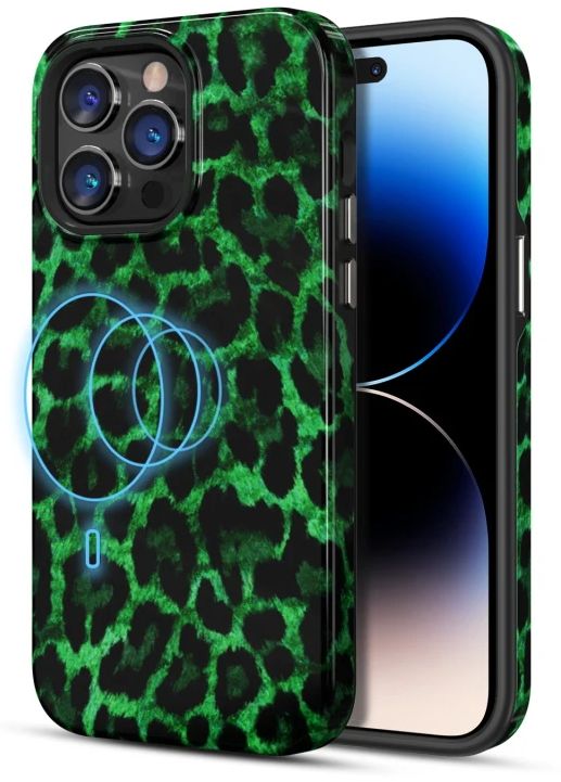 MyBatPro MyBatPro Fuse Series with Magsafe Phone Case for iPhone 14 Pro - Green Leopard