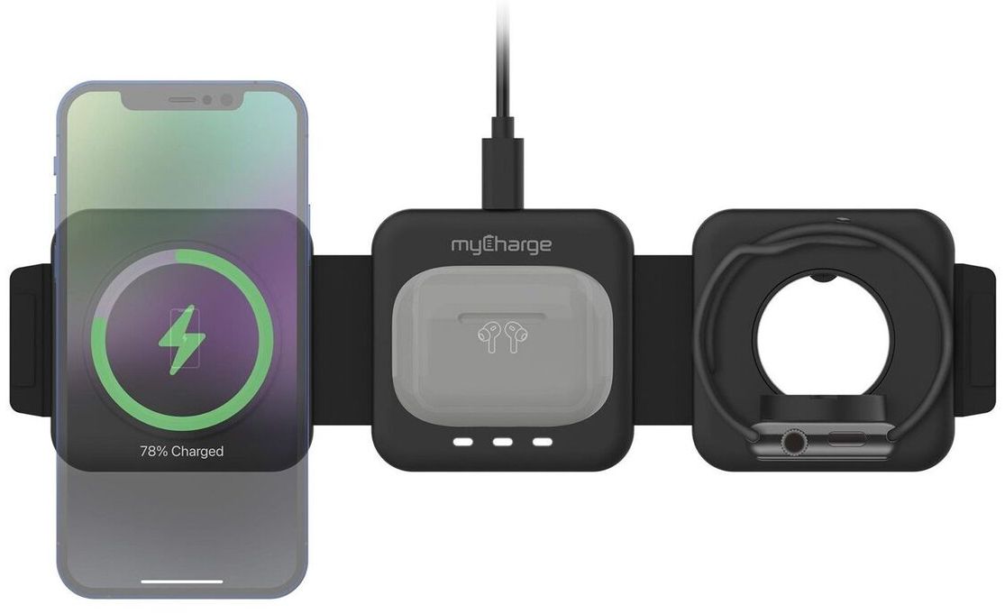Refurbished MyCharge 3-in-1 Wireless Charging for iPad / iPhones / Airpods and iWatches - Reebelo US