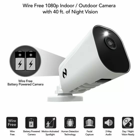 Refurbished Night Owl BWNIP-2TA-BS-V3 1080 Wire Free Add On Camera with Night Vision - Reebelo US