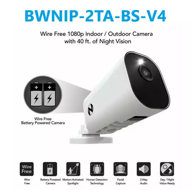 Refurbished Night Owl BWNIP-2TA-BS-V4 1080 Wire Free Add On Camera with Night Vision - Reebelo US