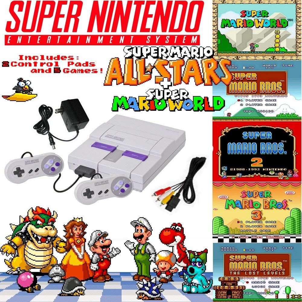Refurbished Nintendo Super NES Mario Set with 5-Game Cartridge - Reebelo US