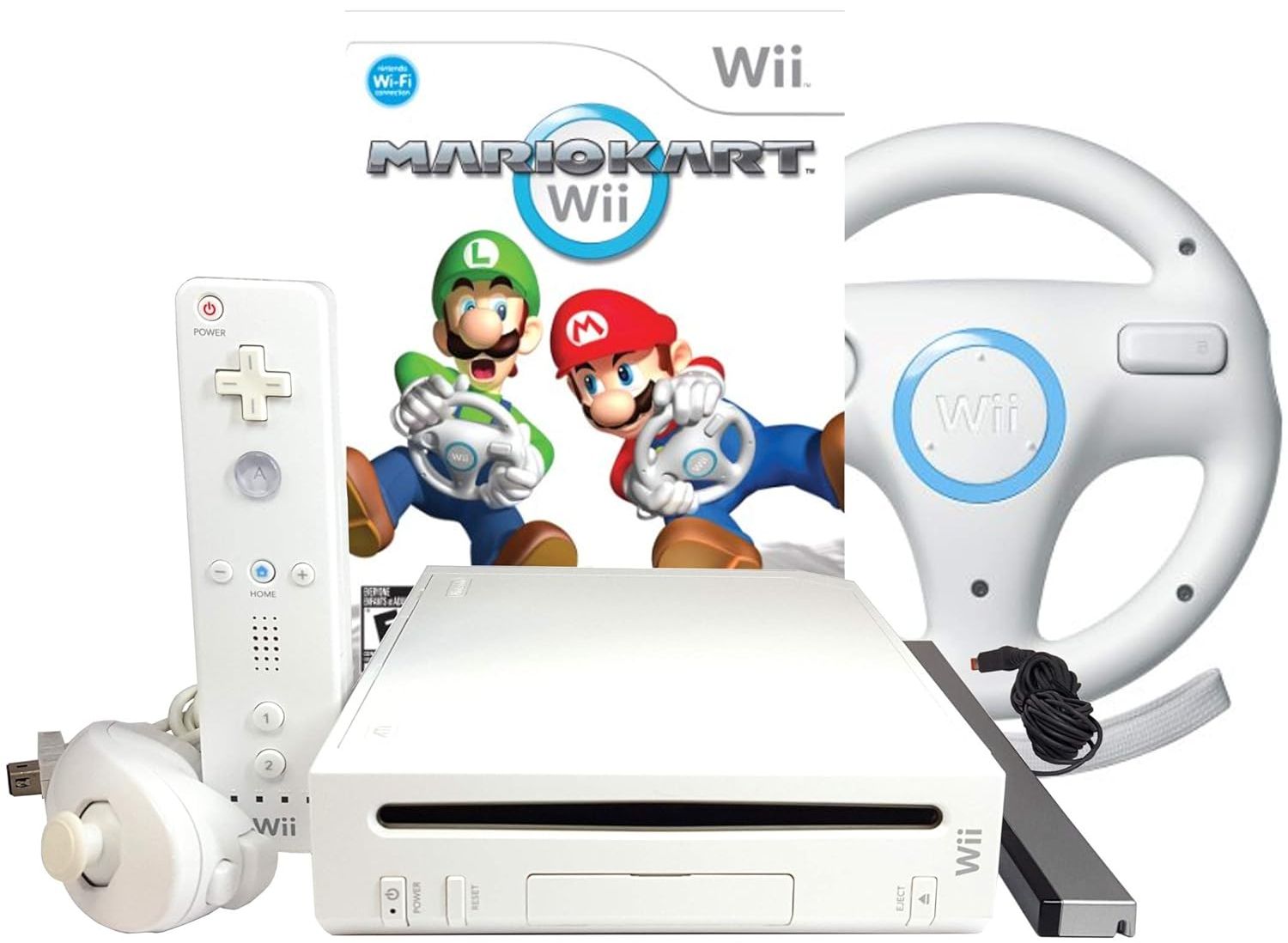 Refurbished Nintendo Wii Console with Mario Kart Wii and Wheel Bundle - Reebelo US
