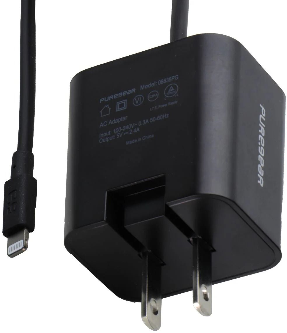 PureGear 12W 5ft MFI Lightning 8-Pin Wired Wall Charger for iPhone