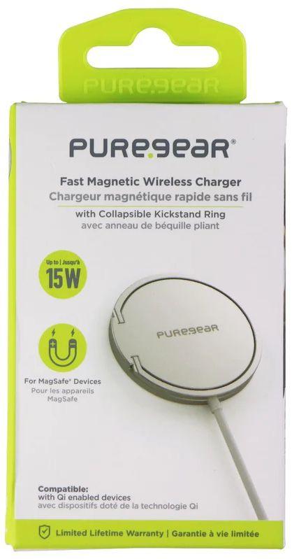 Refurbished PureGear 15W Fast Magnetic Wireless Charger with Collapsible Kickstand Ring - Reebelo US