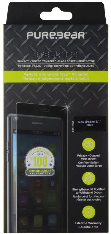 Pure Gear Steel 360 Privacy Glass Screen Protector for iPhone 15 - Reebelo US