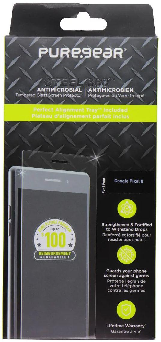 PureGear Steel 360 Tempered Glass Screen Protector for Google Pixel 8
