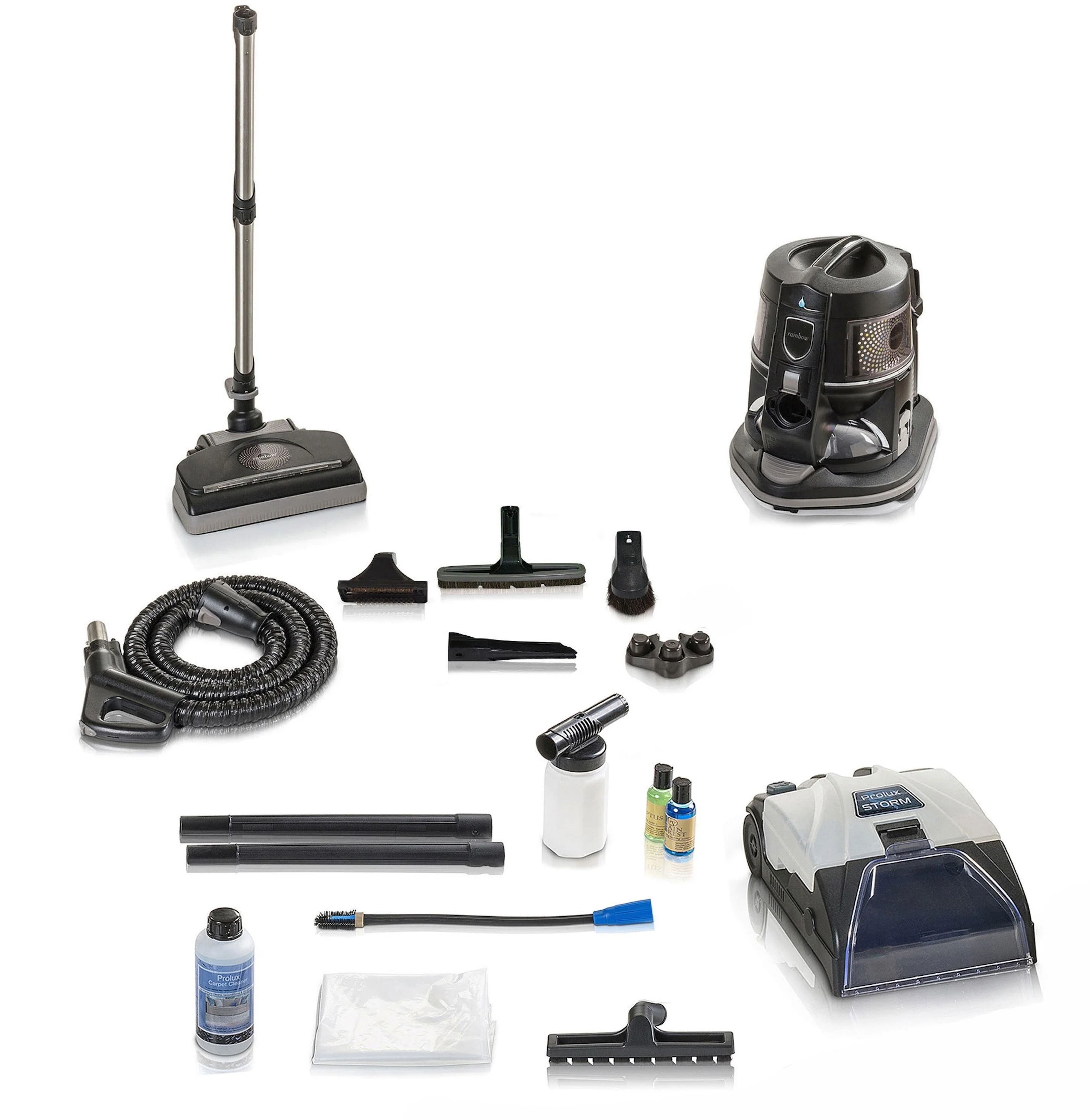 Refurbished Rainbow E2 Black 2 Speed Vacuum Cleaner with 10pc Prolux Storm Shampooer Bundle - Reebelo US