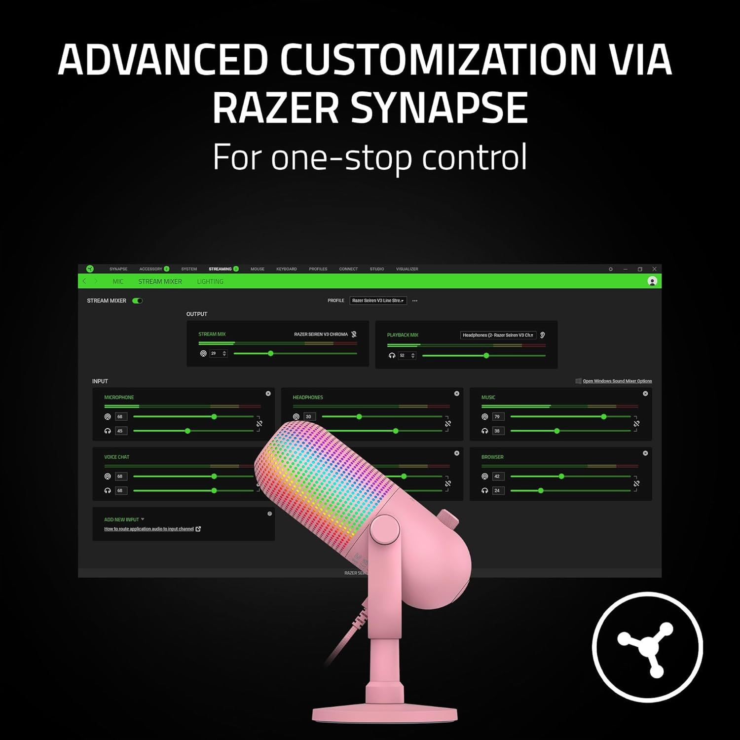 Refurbished Razer Seiren V3 Chroma Condenser USB Microphone   - Reebelo US