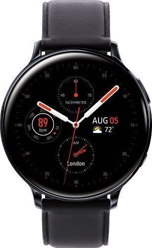 Samsung Galaxy Watch Active2 (Bluetooth) - 4GB - 40mm - Black Stainless Steel Case with Black Leather Leather Strap