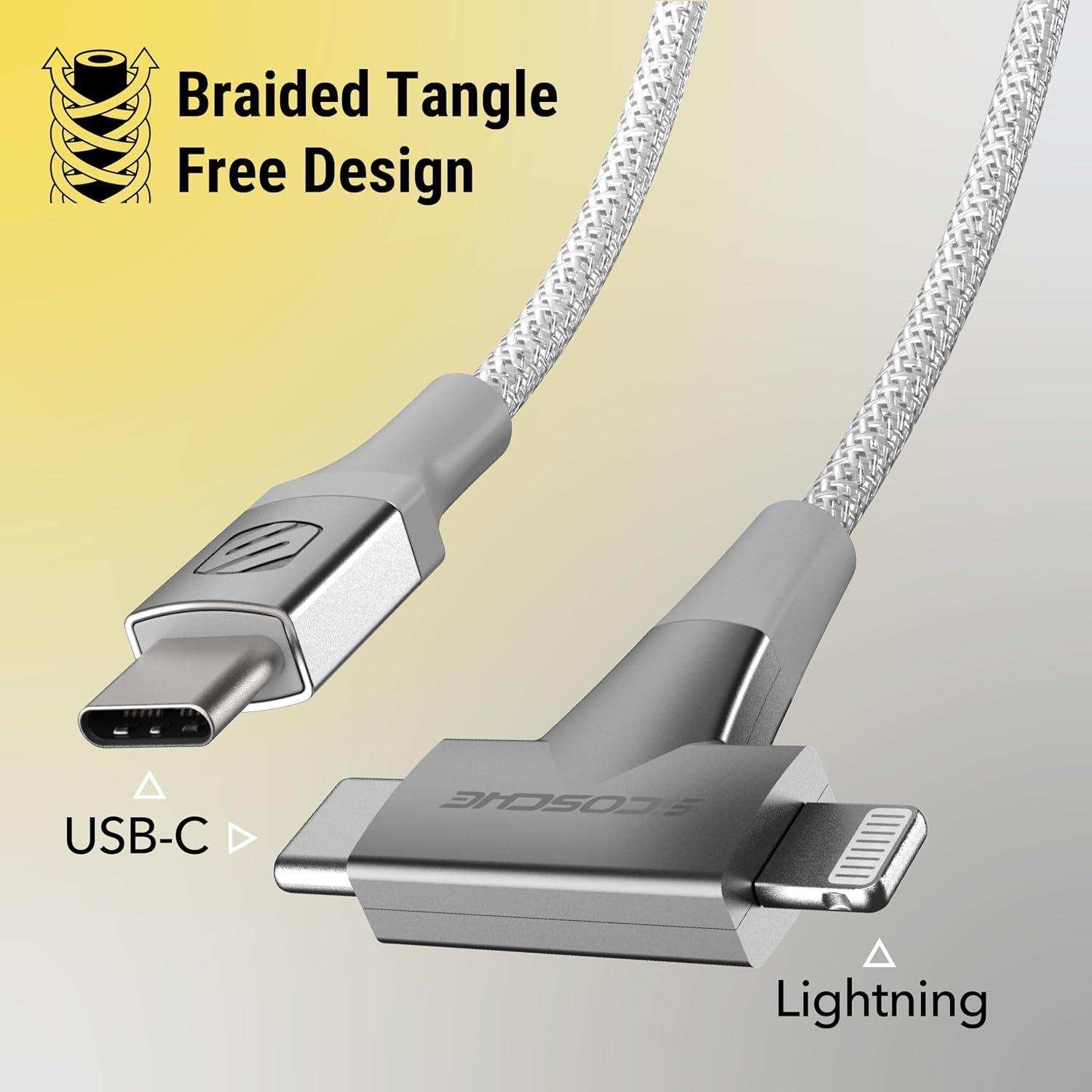 Scosche StrikeLine HH 2-in-1 USB-C to USB-C/Lightning 4-Ft. Cable - Reebelo US