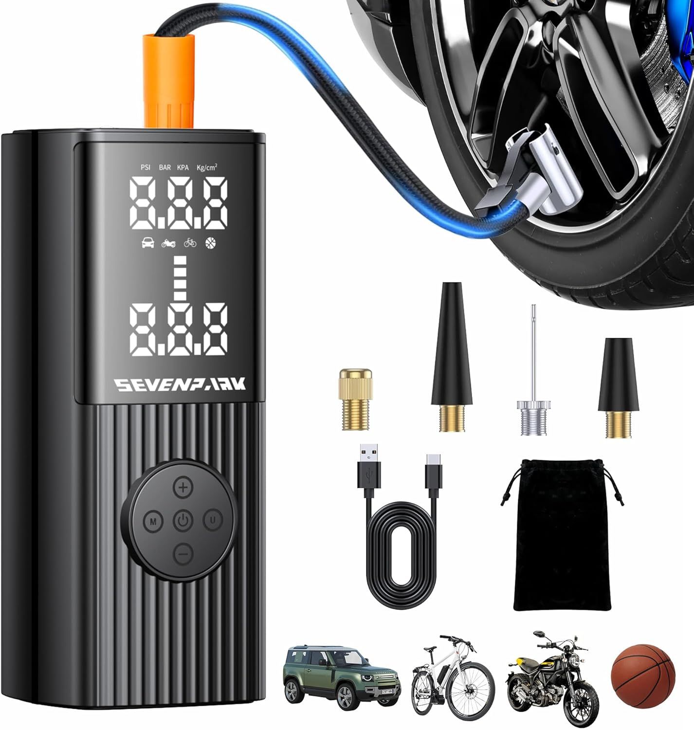 Refurbished Sevenpark Tire Portable Inflator 20000 Mah Air Compressor P0008 - Reebelo US