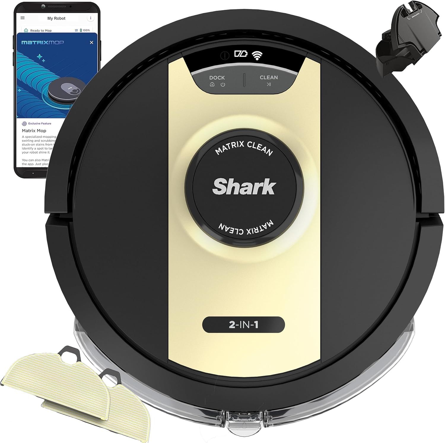 Shark RV2410WD IQ 2-in-1 Robot Vacuum and Mop with Row-by-Row Cleaning - Black/Gold