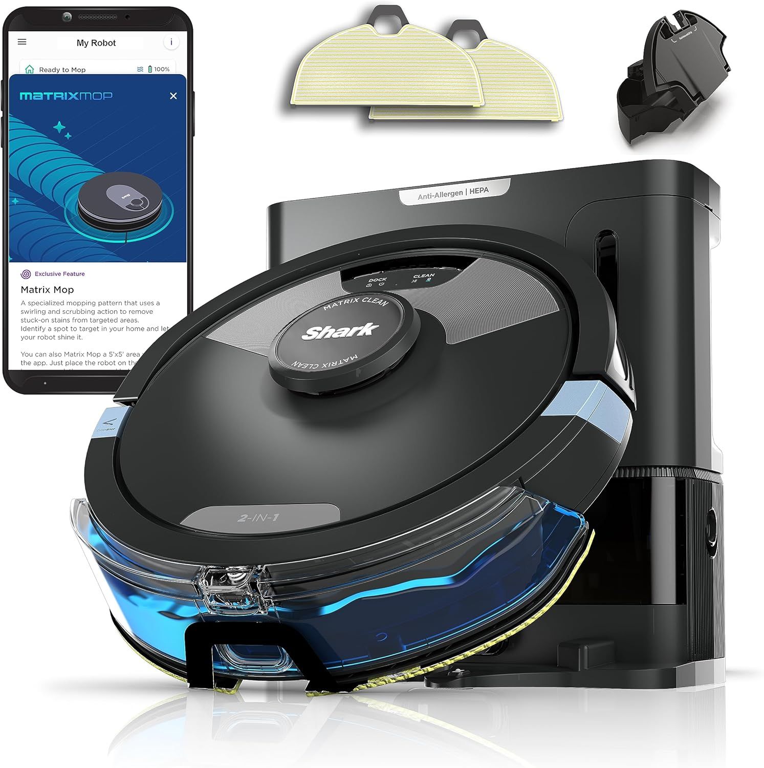 Refurbished Shark RV2610WA Matrix Plus 2-in-1 Robot Vacuum and Mop with XL HEPA Self-Empty Base - Reebelo US