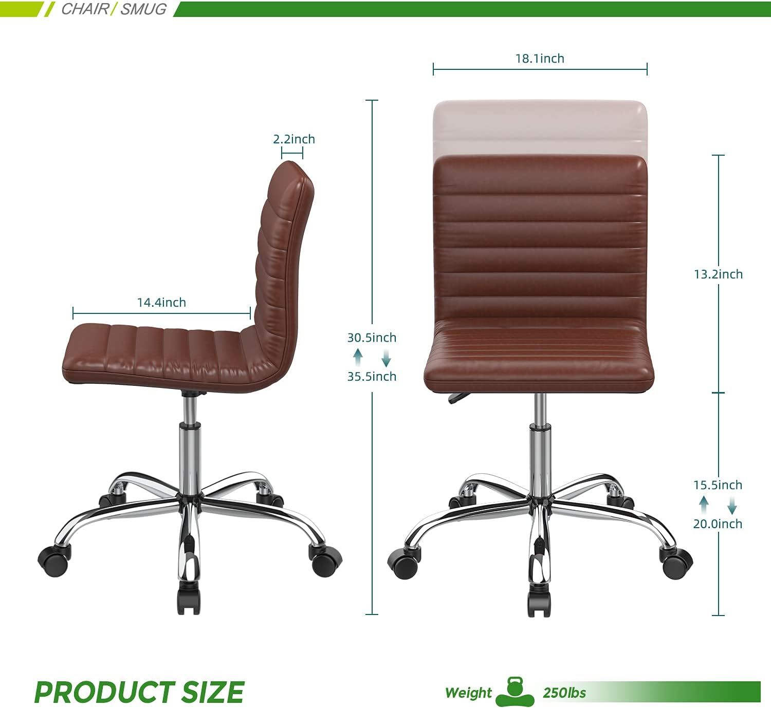 Refurbished Smug Armless Leather Swivel Desk Office Chair - Reebelo US