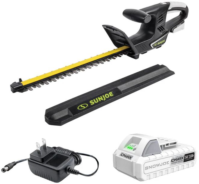 Sun Joe IONMAX Cordless Hedge Trimmer Kit with Battery and Charger (24V-HT16-LTE) - Black