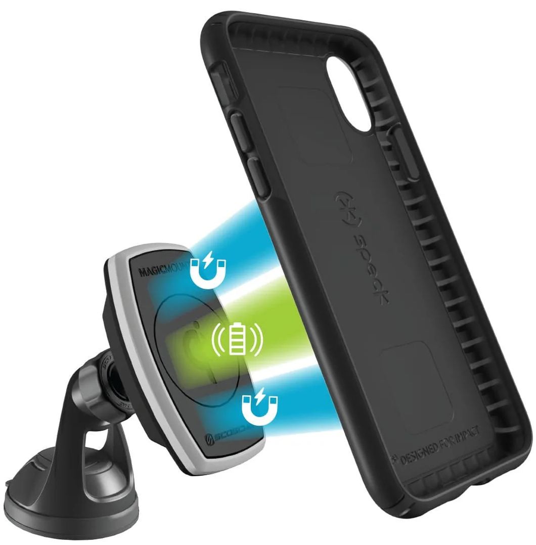 Speck Presidio Mount Phone Case with Scosche MagicMount Pro Charge for iPhone X - Reebelo US