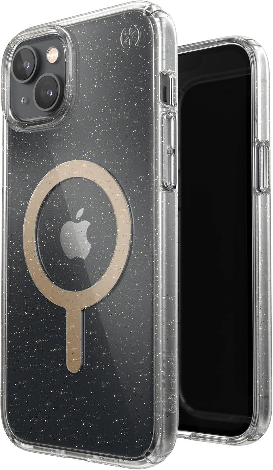 Speck Presidio Perfect-Clear Glitter MagSafe Phone Case for iPhone 14
