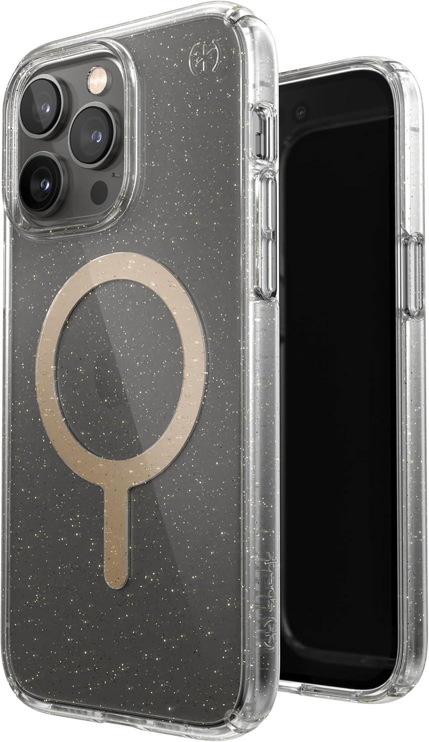 Speck Presidio Perfect-Clear Glitter MagSafe Phone Case for iPhone 14 Pro