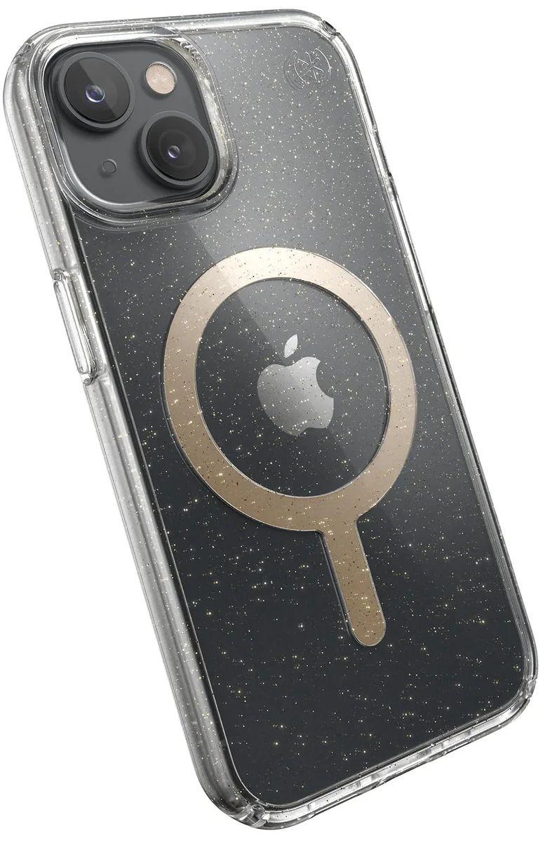 Speck Presidio Perfect-Clear Glitter Phone Case with MagSafe for iPhone 14/13