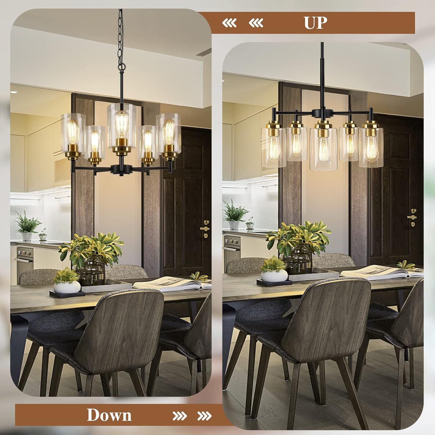 Refurbished Sucolite 5-Light Chandelier with Clear Glass Shades 3358-P5 - Reebelo US