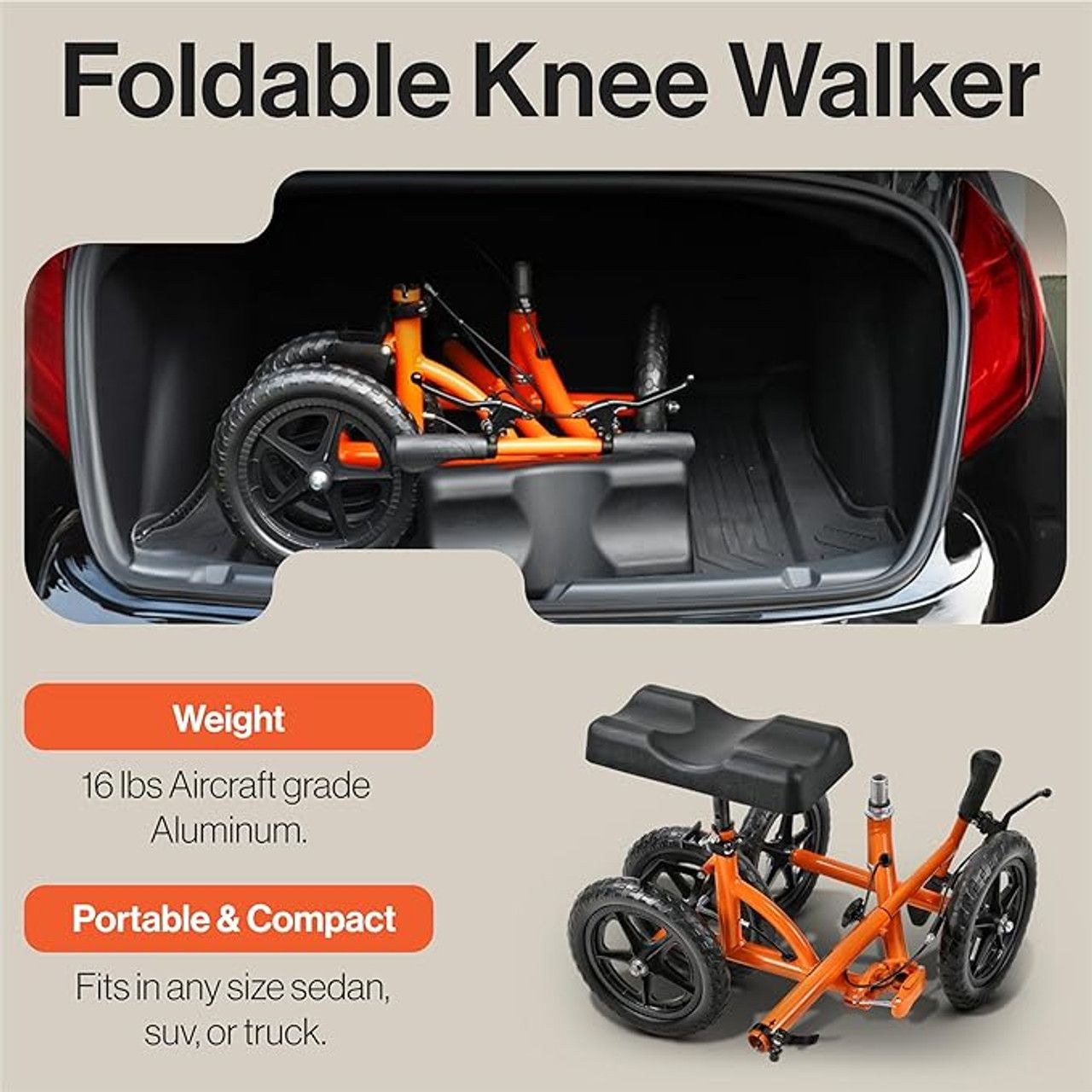 Refurbished SuperHandy GUT148 Knee Walker Height Adjustable 330Lbs Max Weight - Reebelo US