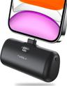 Taegila Small Portable Charger for iPhone 5000mAh with Built in Cable - Black