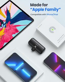 Refurbished Taegila Small Portable Charger for iPhone 5000mAh with Built in Cable - Reebelo US