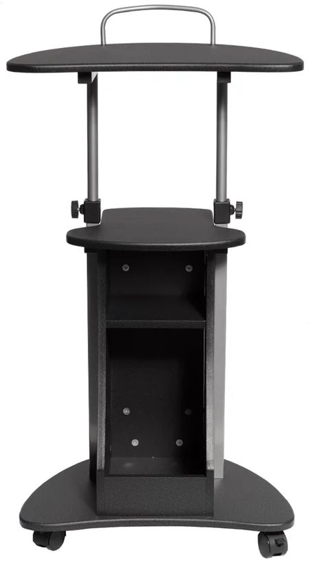 Techni Mobili Sit-to-Stand Rolling Adjustable Height Laptop Cart with Storage - Black