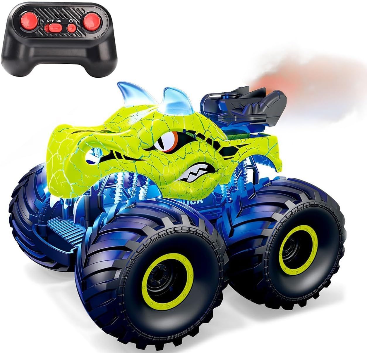 Threeking 1:18 Dinosaur RC Car Remote Control Car - Green
