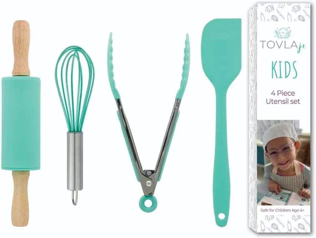 Tovla Jr. Kids Cooking Utensils Set 4-Piece Kids Kitchen Tools - Green